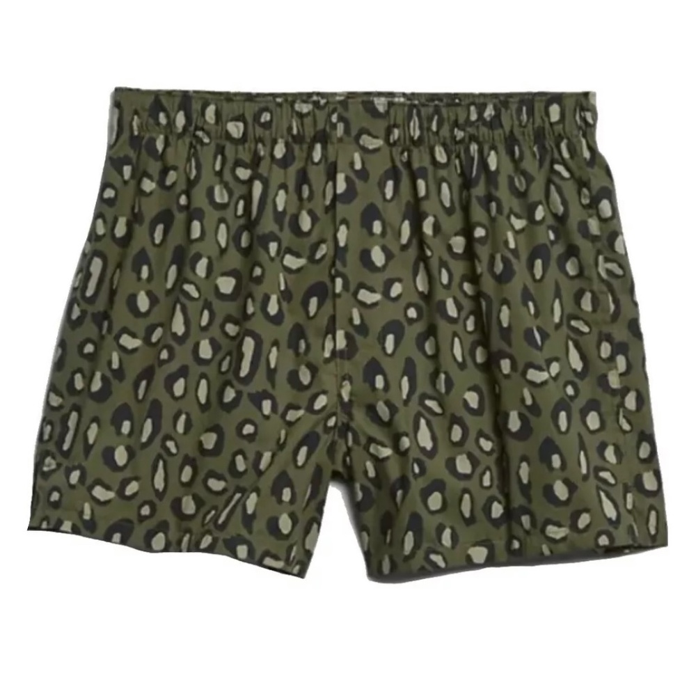 NWT Banana Republic. Sz L. Men's. Cotton Woven Boxer. Green Leopard. MSRP $18.50